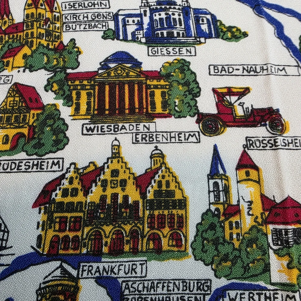 Vintage Germany Tablecloth Map Souvenir 58x49